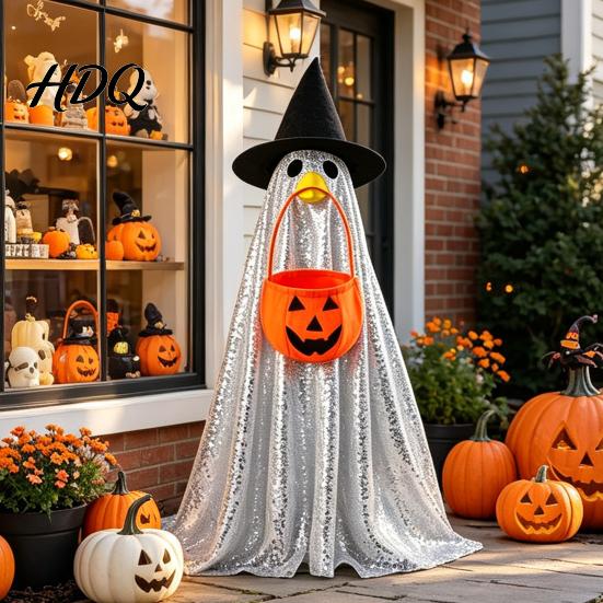 Statue Goose Costume Halloween Ghost Costume with Shiny Sequin Decor Soft Atmosphere Prop for Holiday Yard Decorations Accessories
