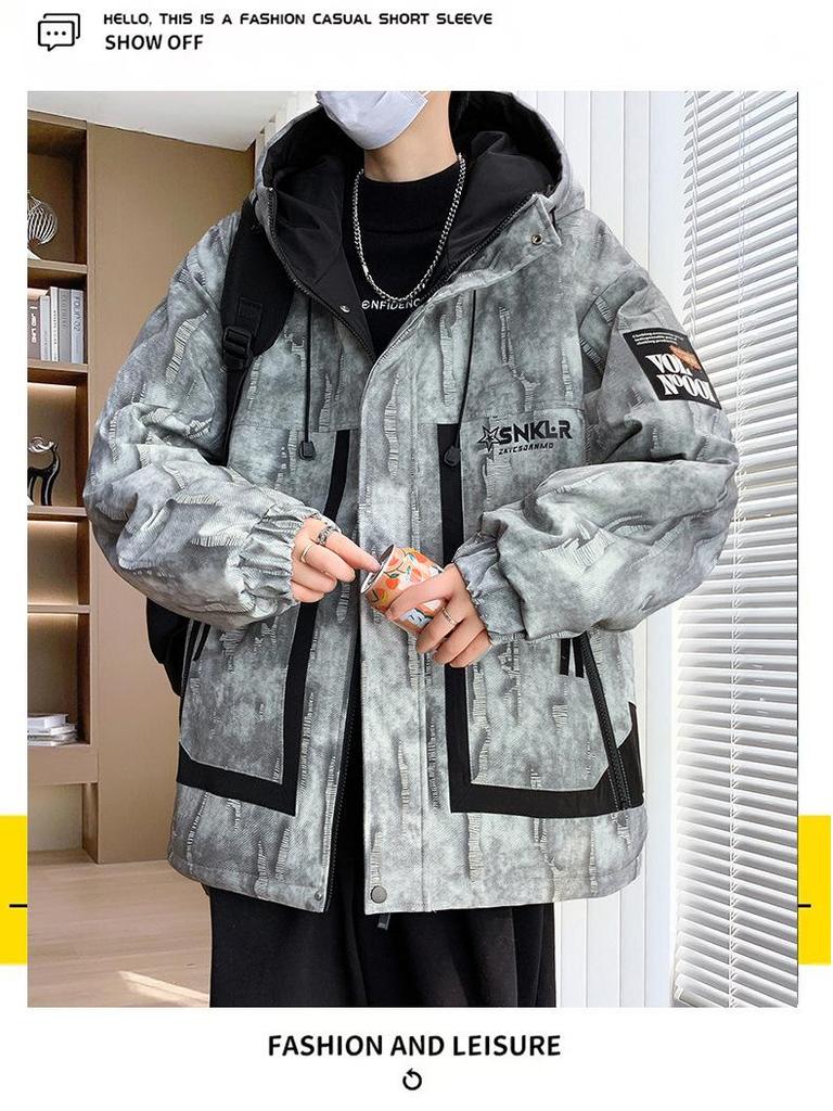 Men's Fleece-Lined Hooded Workwear Jacket - Autumn/Winter 2025 Trend, Windbreaker, High-End Feel, Loose Fit.