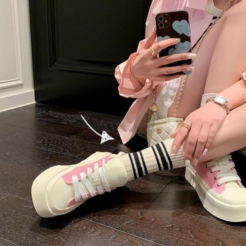 

Обувь и обувь парусиновые туфли уродливо милые большая голова толстая подошва новые маффины внутренняя высота увеличение повседневные универсальные два способа носки ретро стиль 40 розовый