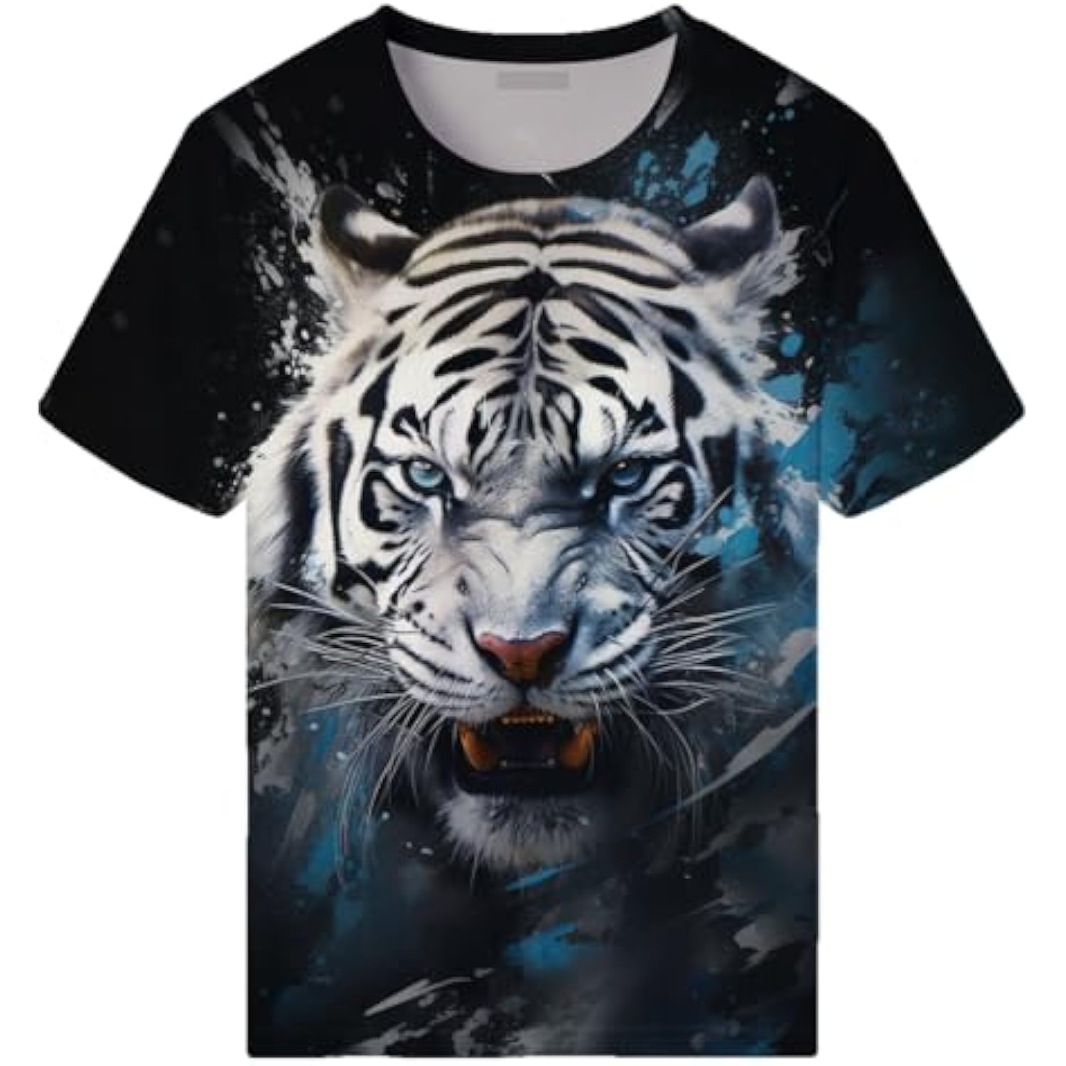 

Новинка для мужчин Футболки с принтом тигра Белая летняя футболка с коротким рукавом с 3D-принтом тигра 6XL