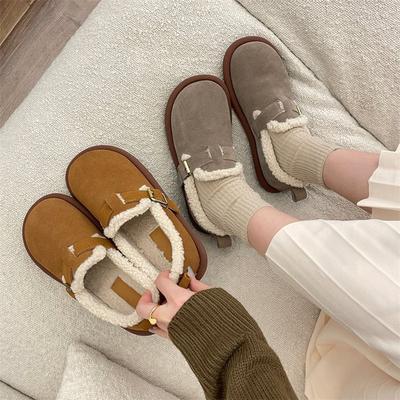 Autumn and Winter New Style Shoes Plush Cotton Shoes On the Outside Retro Brown Plush Shoes for Women