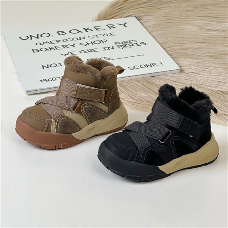 Winter Children Snow Boots Leather Warm Plush Toddler Kids Shoes Non-slip Girls Boys Boots EU 26-37