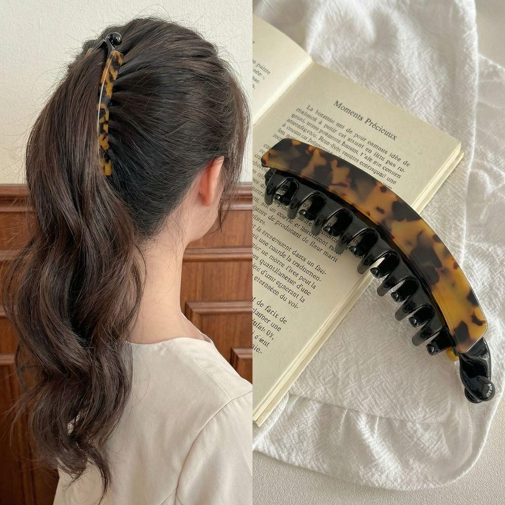 Geometric Acetate Banana Clip Acetic Acid Vertical Clip Leopard Print Hair Clip  Female