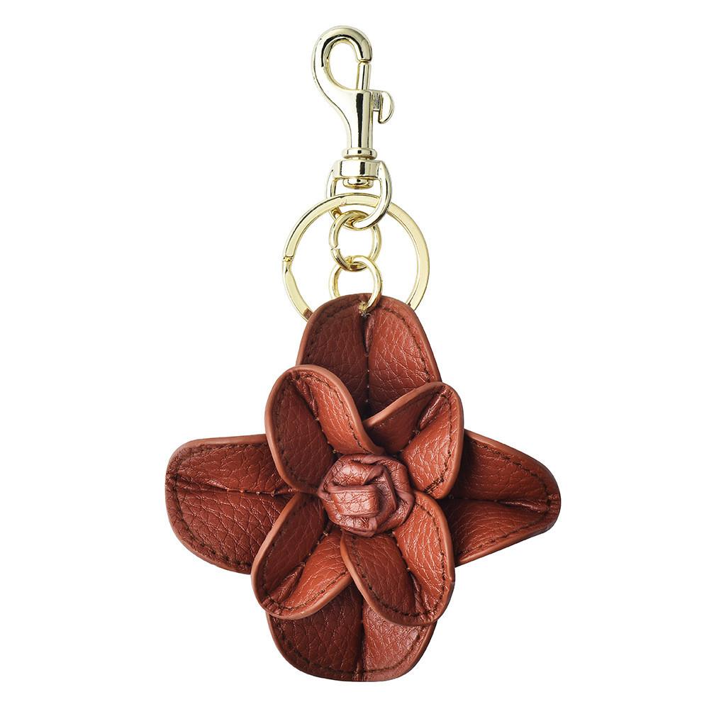 Mode-Autoschlüsselanhänger mit Kunstleder und Blumenmuster für Tasche und Schlüssel