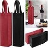 Black Reusable Nonwovens Champagne Beer Waterproof Gift Bag Color Thicken Single Double Bottle Red Wine Bottle Hand Handle Packaging Pouches 24pcs