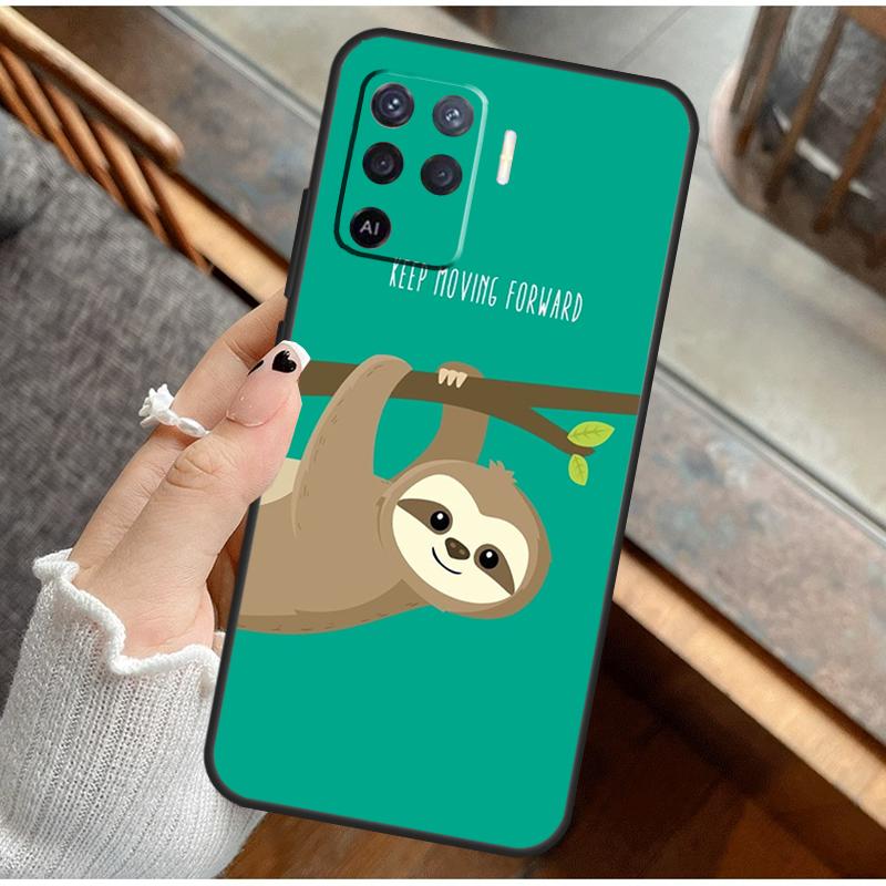 Funny Cute Sloths Phone Case For Oppo A38 A58 A74 A15 A80 A60 A40 A94 A54 A98 A78 A18 A16 A76 A96 A17 A77 A57S
