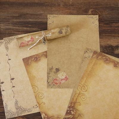 Retro-Briefpapier, Kraftpapier, Briefpapier mit Umschlägen, Aufkleber, Hanfseil, Anhänger, Dekorationen, Schlüssel, Musiknoten, Schreibpapier
