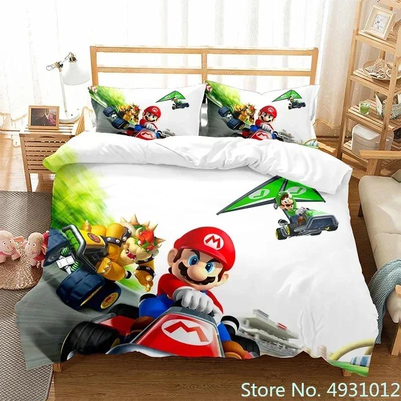 

Дитячий постільний комплект Super Mario з мультяшним принтом, ковдра, підковдра, наволочка, постільна білизна, набір для ліжка, спальні US Twin(172*218cm)3pcs