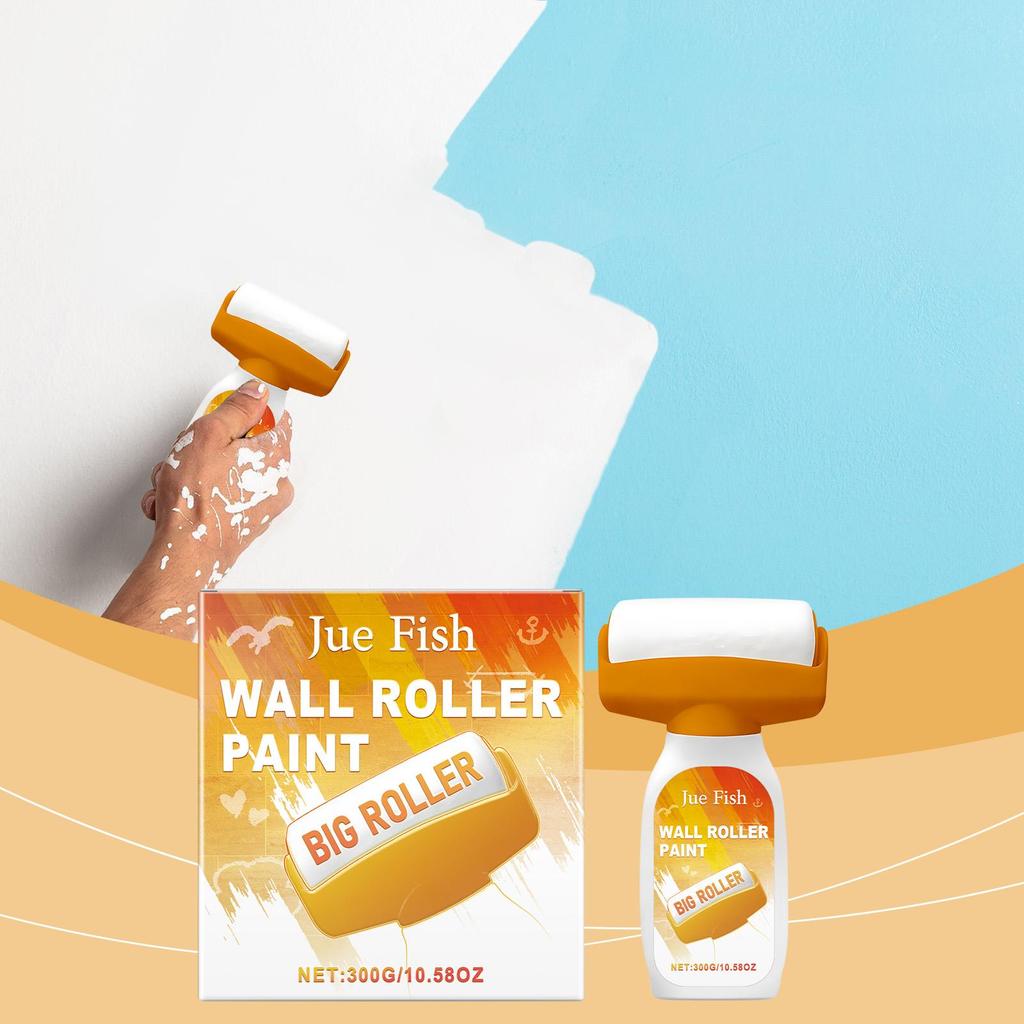 Jue-fish Quick-Fix Wall Roller Compound - White Instantly Conceals Holes, Nail Pits, and Cracks with One Coat (300g)