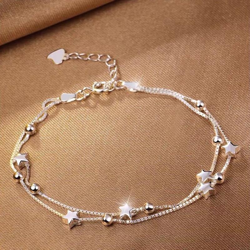 New 925 Silver Bracelet Pearls Knots Bracelet for Women Fashion Heart Pearls Bracelet Luxury Jewelry Accessories Gift