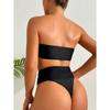 Solid Color High Waist Triangle European and American Swimwear Bikini BIKINI Cross-border Tight-fitting Quick-drying