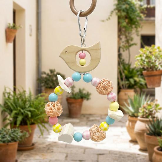 Wooden Parrot Swing Hanging Bird Perch Bird Chew Toy Birdcage Pet Accessory for Cockatiels Lovebirds Budgerigars