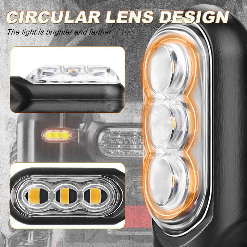 Motorcycle Mini LED Turn Signal Lights Amber Flowing Directional Signal Lamp Intermitentes Moto For Kawasaki Yamaha Cafe Racer