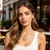 Devil Eye Necklace Vintage Chain Necklace with Hamsa Hand Pendant Rhinestone Palm Necklace Jewelry Gifts for Women Wife Girlfriend