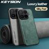 KEYSION Luxury Retro PU Leather Phone Case for Xiaomi 17T Pro 5G Soft Silicone+PC Shockproof Phone Back Cover for Xiaomi 17T