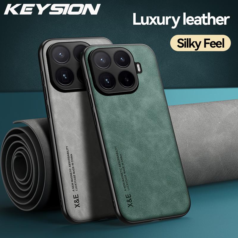 KEYSION Luxury Retro PU Leather Phone Case for Xiaomi 17T Pro 5G Soft Silicone+PC Shockproof Phone Back Cover for Xiaomi 17T