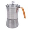Stainless Steel Portable Hand Pour Coffee Pot with Glass Lid Heat Resistant Handle for Italian