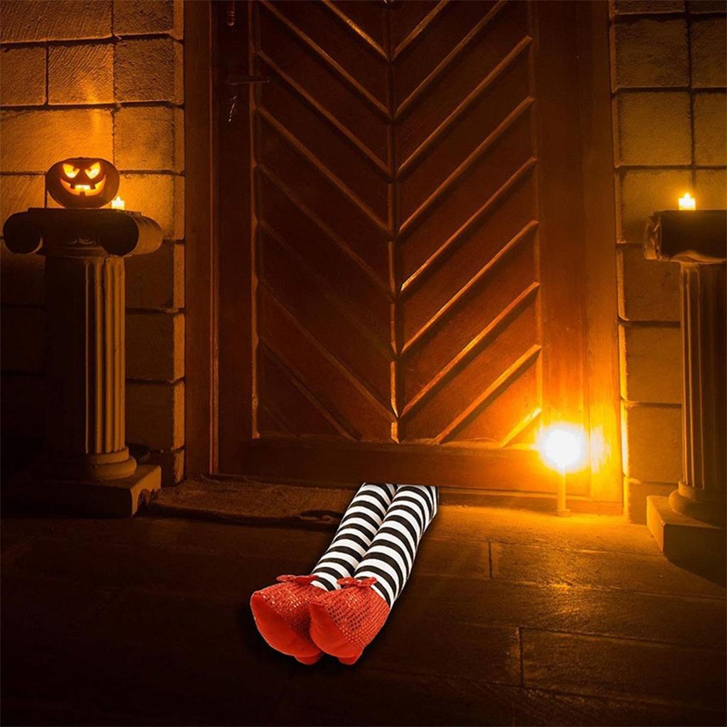 Party Decorations, 1 Pair Witch Legs Prop Halloween Decorations, Halloween Decoration With Red Shoes, Fake Legs For Haunted House, Indoor & Outdoor