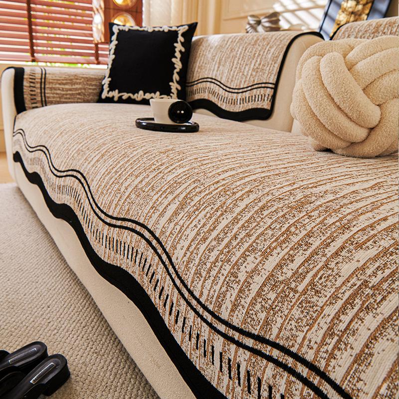 

Premium Leather Sofa Cushion Plush New Four-Season Universal Fixed Non-Slip Straight Row Seat Cushion Cover Cloth Cover 70*70cm