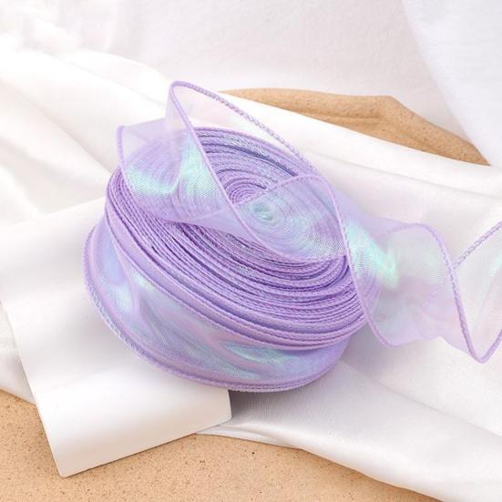 Sheer Tulle Ribbon 3.8 Yards Craft Decorative Ribbon Iridescent Tulle Ribbon Roll for Flowers Wedding Invitations Gift Wrapping