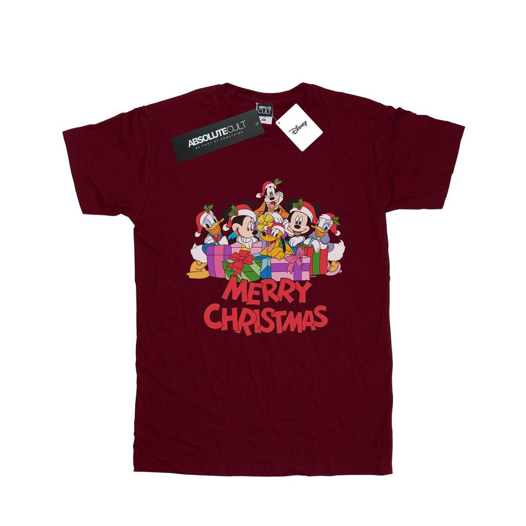 Disney Womens/Ladies Mickey Mouse And Friends Christmas Cotton Boyfriend T-Shirt