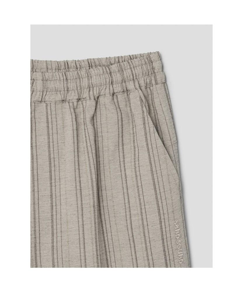 Saendeusaundeu (Unisex) Vertical Stripe Easy Pants Beige