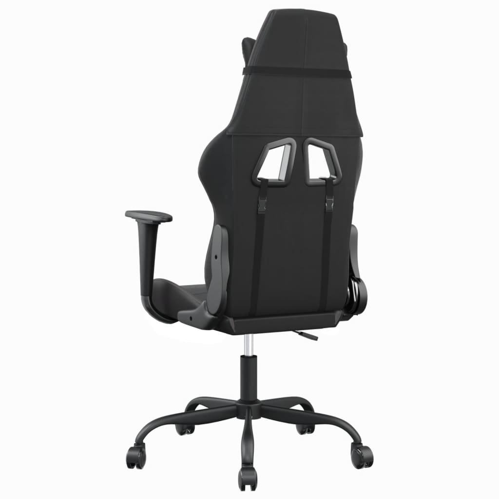 Gaming Chair with Massage Function Black and Gray Faux Leather