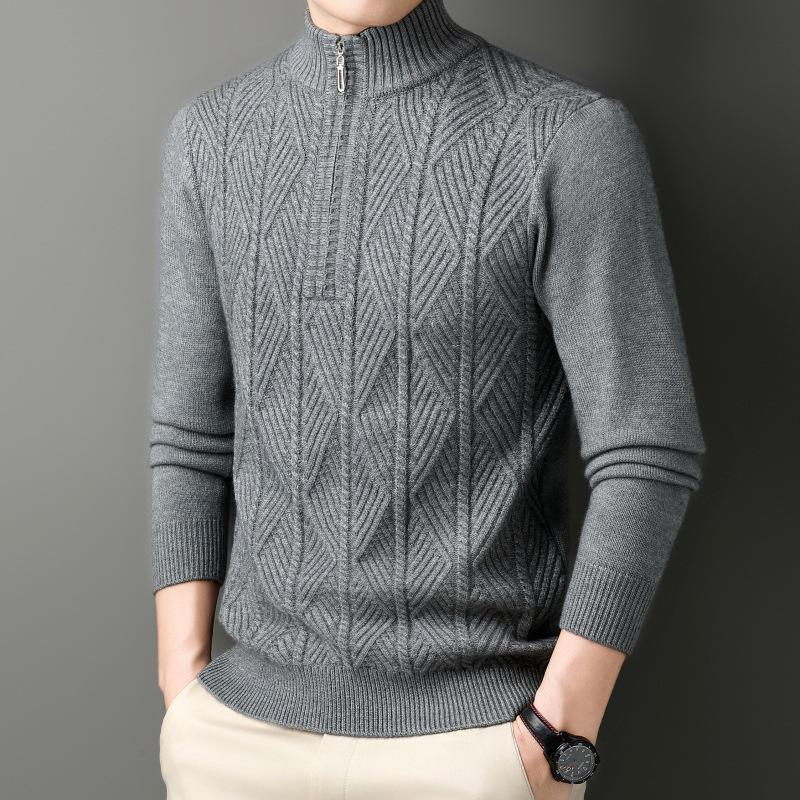 Men's High-End Half-Zip Winter Sweater - Thickened, Warm, Business Casual Pullover Knitwear
