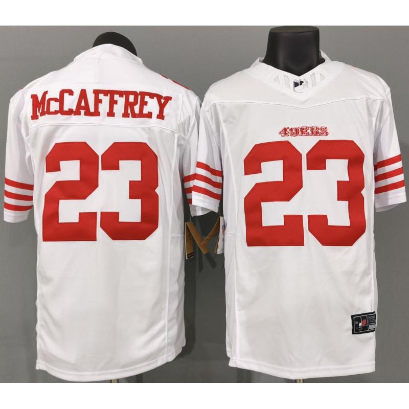 San Francisco 49ers Christian McCaffrey 23 Embroidered NFL Football Jersey White Regular Fit