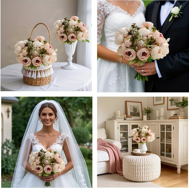 1pc 13 Heads European-style Simulation Peony Living Room Home Dining Table Decorative Flowers Artificial Flowers Artificial Flowers Ornaments.