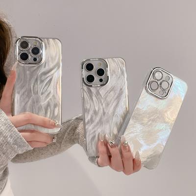 High-end Feather Veil Pattern Compatible with iPhone 17 Pro Max Apple 16 Phone Case 15/14 Electroplated Lens Glitter