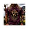 Retro street distressed men's T-shirt with Viking bear, Celtic knot, 3D printing, loose round-neck short sleeves