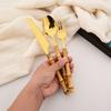 16-Piece Bamboo Handle Silverware Set Stainless Steel Flatware Set Include Spoons Forks Knives and Tea Forks, Cutlery Utensils Serves 4