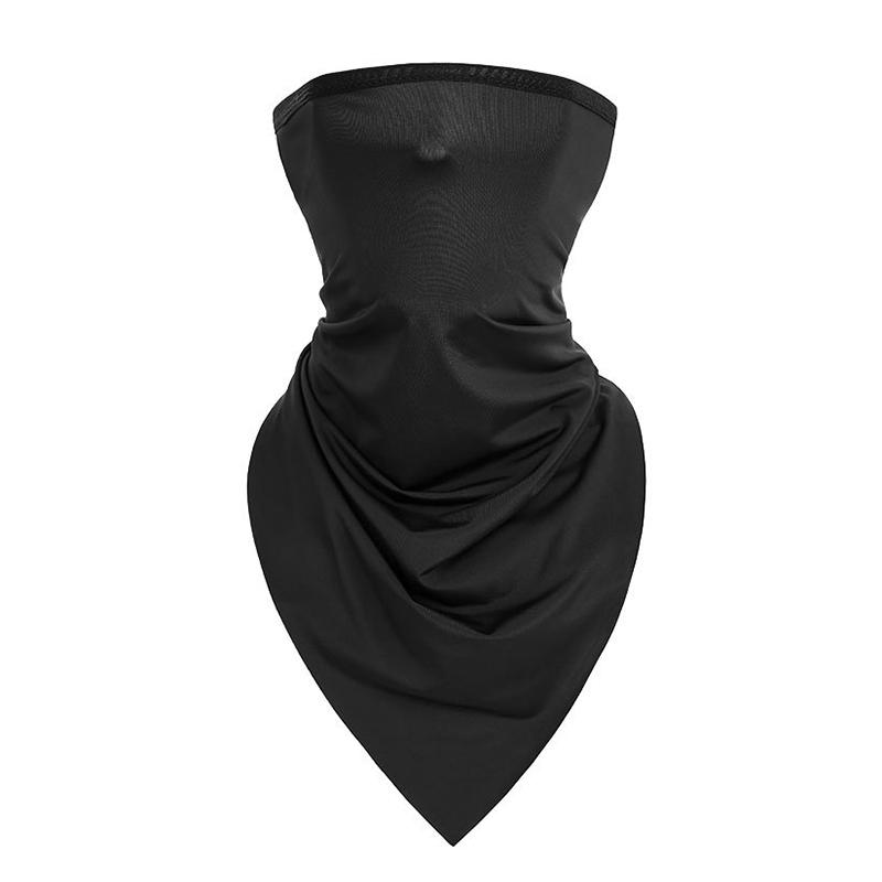 

Велосипедный чехол на шею для женщин и мужчин, защита от УФ-лучей, рыболовная маска для лица, бандана, дышащая, быстросохнущая, для занятий спортом на открытом воздухе, пеших прогулок, треугольный шарф чёрный