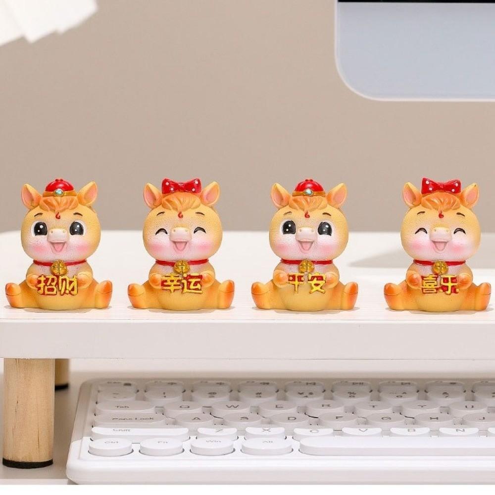 Lifelike 2026 Horse Year Figurines Resin Horse Statue Zodiac Horse Mascot  New Year Gift