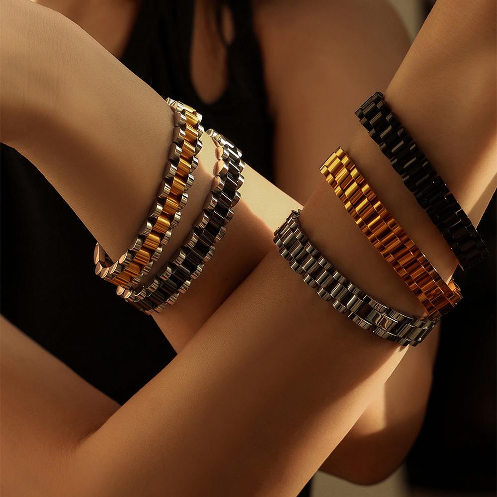 Men's Hip-Hop Minimalist Gold-Plated Titanium Chunky Chain Bracelet