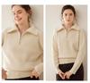 Women's High Neck Pure Cashmere Sweater, Half Zip, Loose Fit, Thickened Knit for Autumn/Winter Fashion.