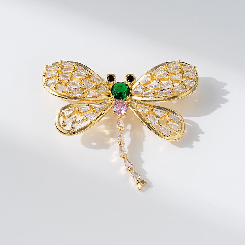 Bo Xin Yun Dragonfly Brooch: High-End Zirconia  Copper Insect Pin for Coats