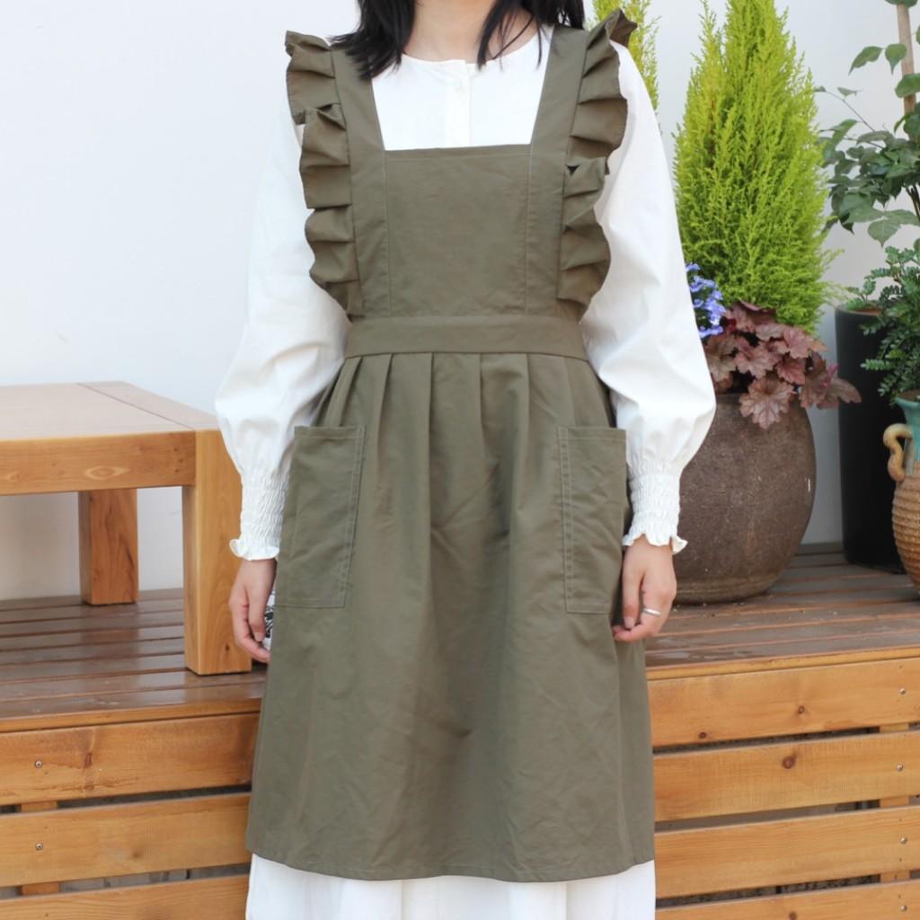 Waterproof Sleeveless Apron For Kitchen And Art With Ruffled Style Crossback