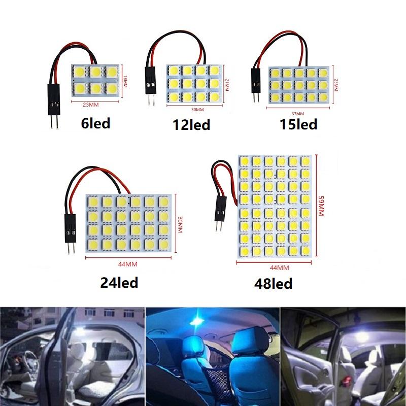 Auto T10 Festoon 5050 6/9/12/15/18/20/24/36/48 SMD Panel light white/ice blue Car LED Reading Dome Trunk lamp bulb 12V Lights Bulbs 7