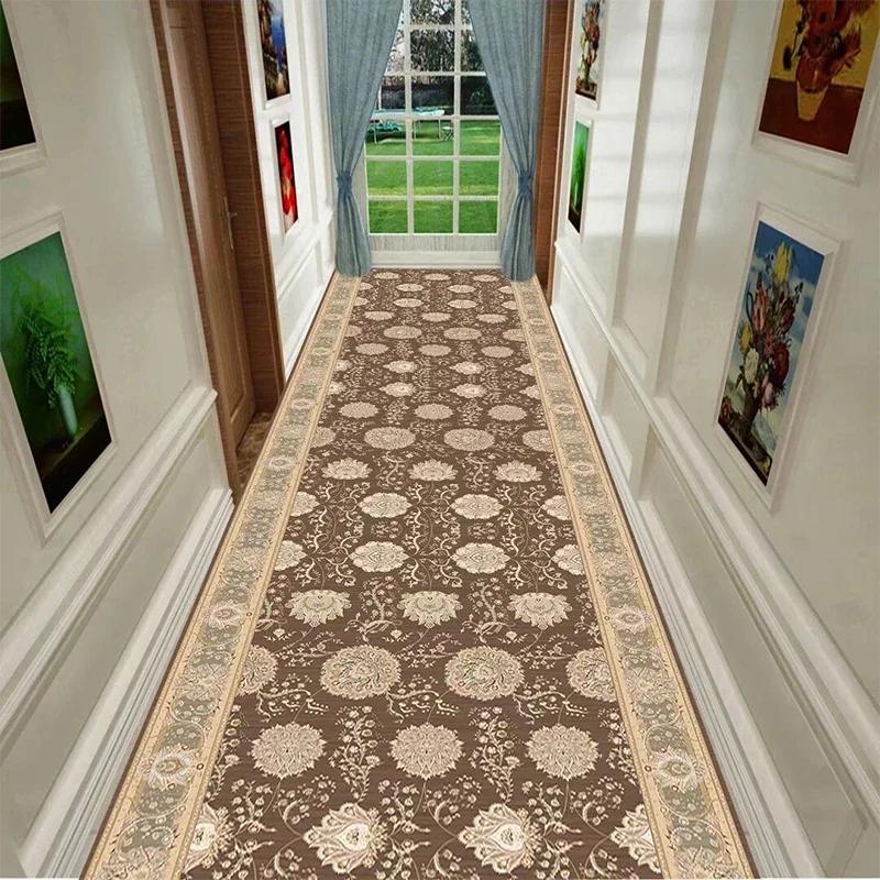 European Luxury Hall Corridor Carpet Non-slip Washable Runner Stairway Rug Outdoors Aisle The Long Corridor Mat Customizable
