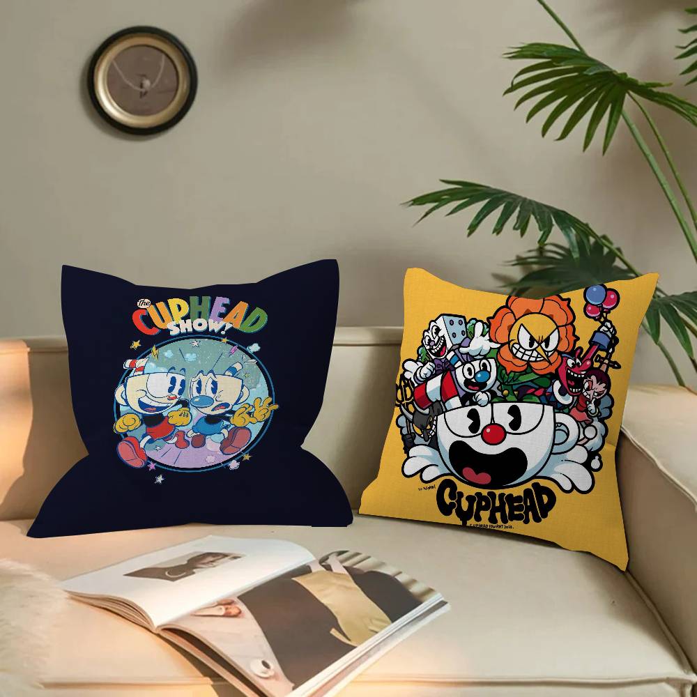 Cartoon Game C-Cuphead Cushion Cover Inches Farmhouse Decor Home Throw Pillow Covers for Couch Decorations