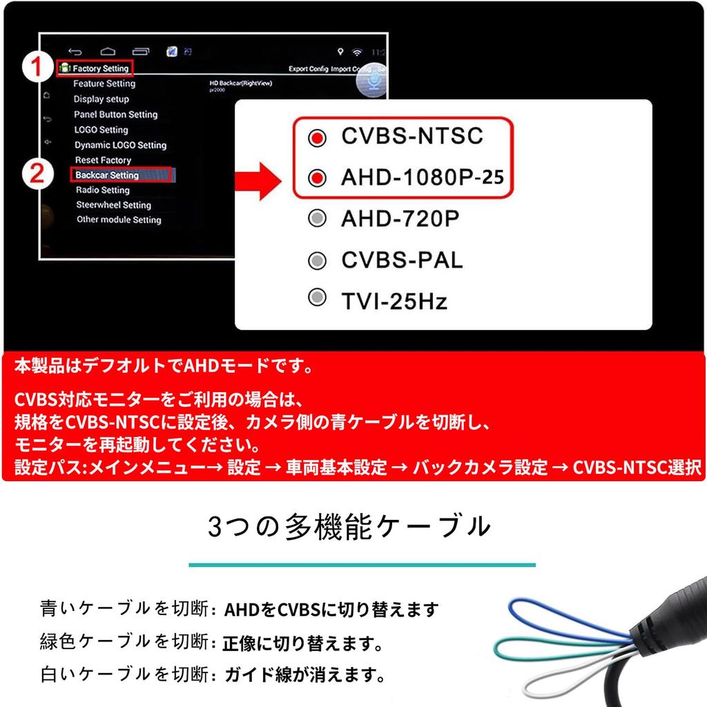 Backup Camera for 2 Rear Camera with Fisheye CCD lux Night Switchable between Normal and Mirrored with or without Guide IP68K and 12V Compact Car
