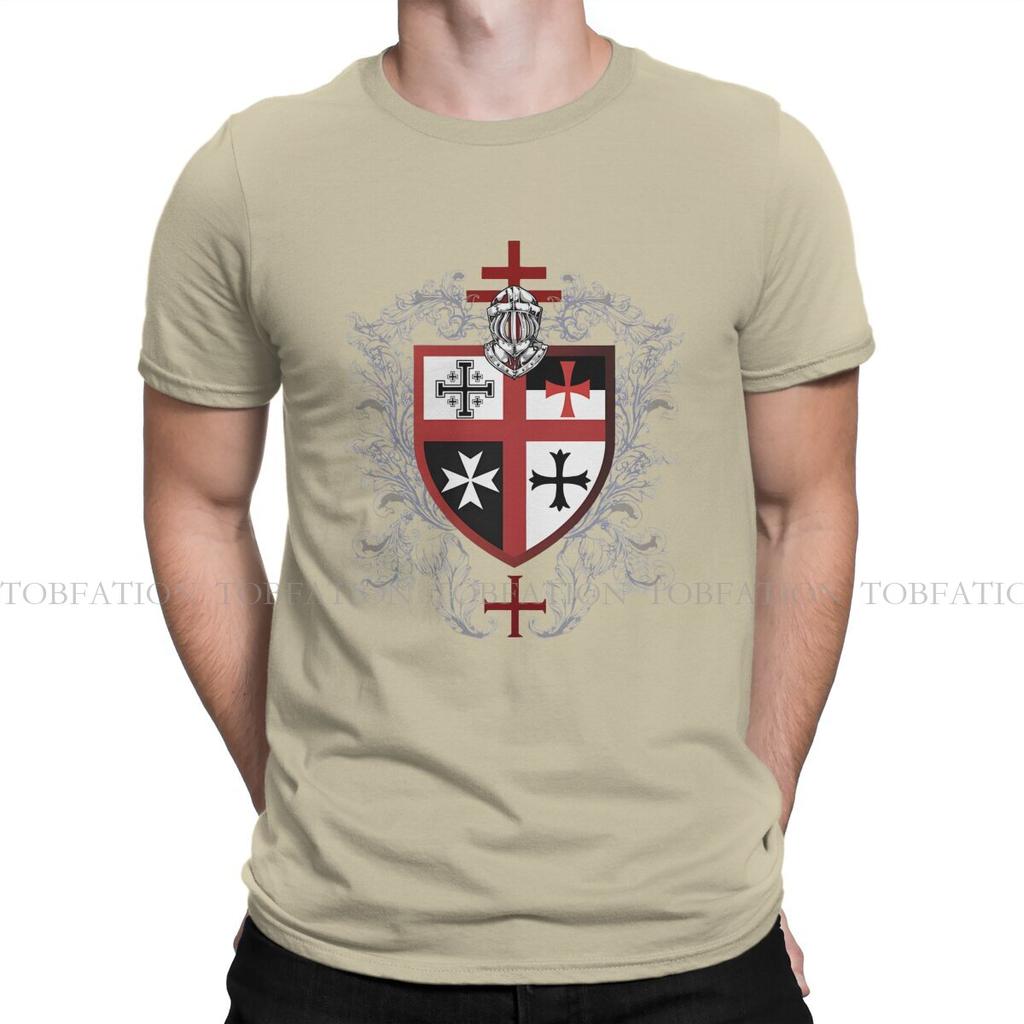 Cross Shield Symbol Medieval Emblem Secret Order TShirt For Male Knights Templar Tops Novelty T Shirt Soft Print  Creative Gift