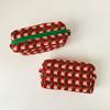 New Cosmetic Bag Knitted Red Green Plaid Large Capacity Makeup Bag Storage Pouch Pen Bag Travel Portable Wash Bag Christmas Gift
