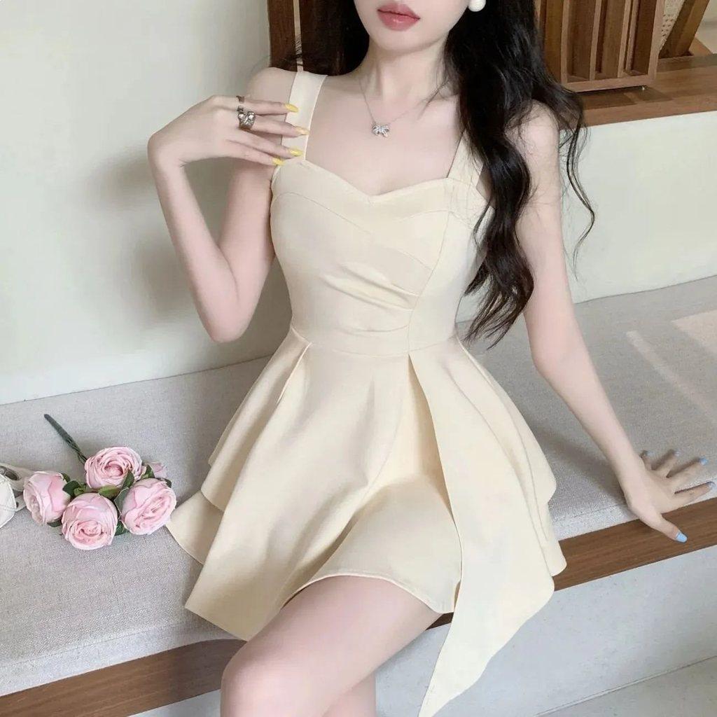 Classic Linen Dress With Adjustable Waist For Elegant Spring Outfits