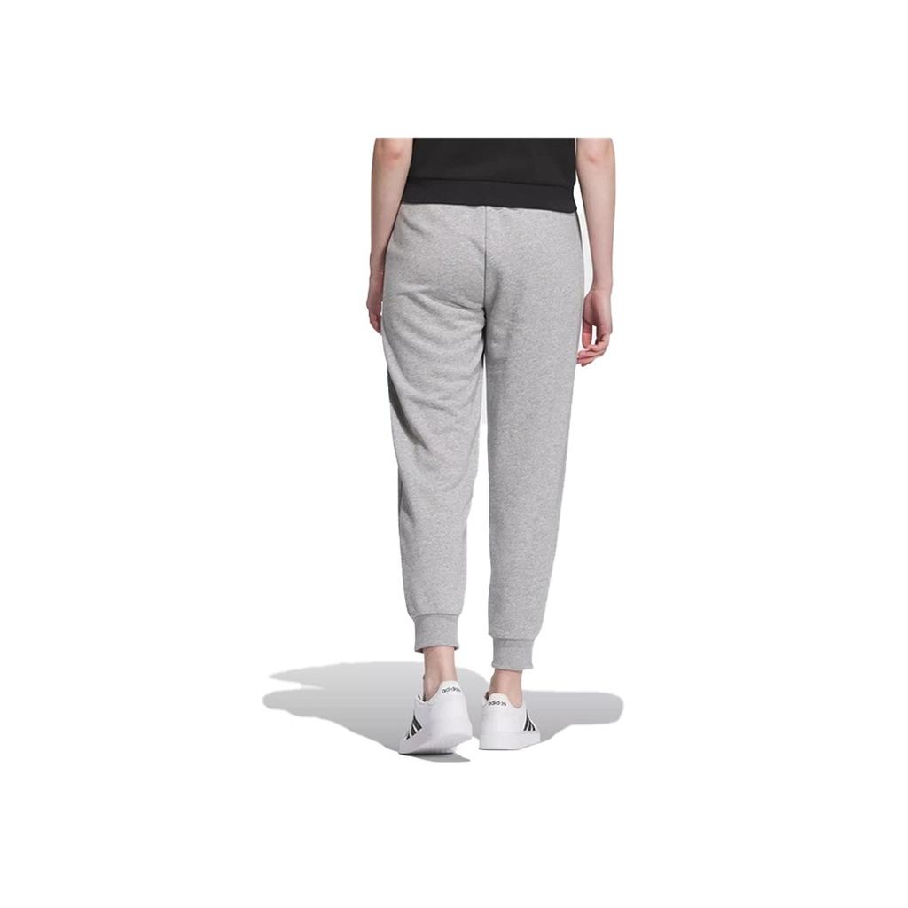 Adidas Neo Solid Color Lace-Up Casual Tapered Knit Sports Pants Women Pants Gray IK2441