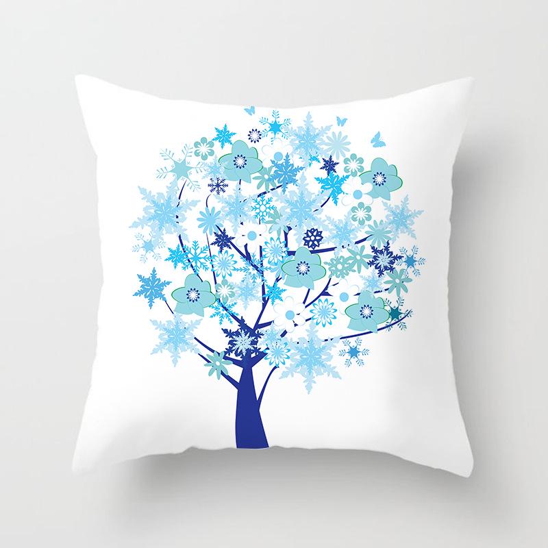 Painted Tree Digital Printed Peach Skin Square Pillow Cushion Cover Home Furnishings