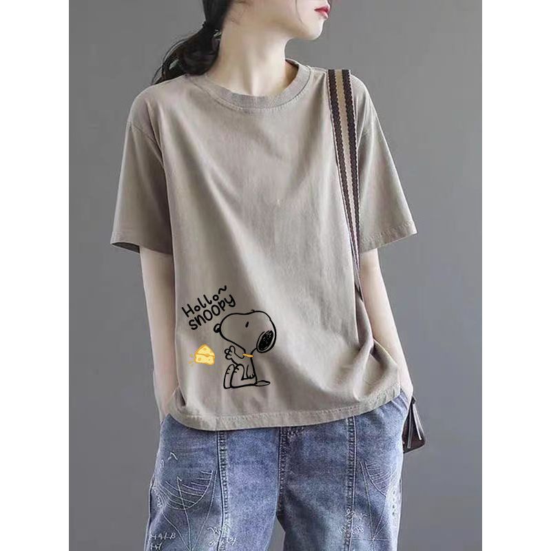 Brand Discount Store Genuine Goods Women Clothes Pure Cotton Short Sleeve Top Plus Size Loose Casual Print Summer T-shirt Tide