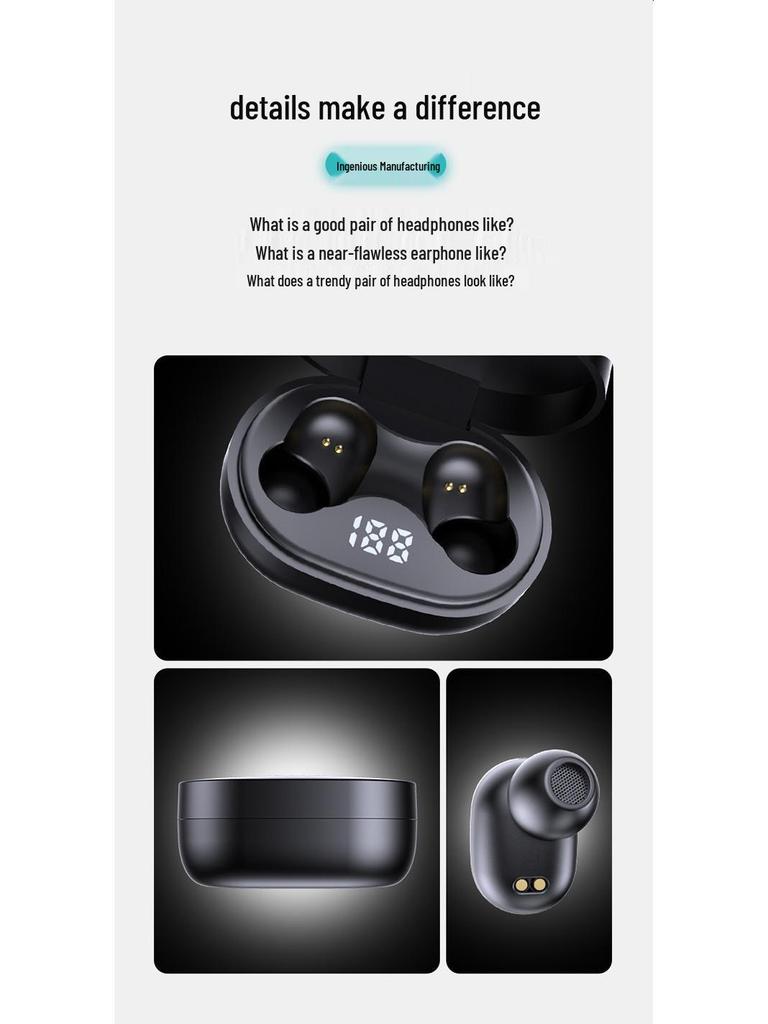 E6S J15 Bluetooth TWS Wireless Earbuds with LED Display - Stereo Music & Sports Headset
